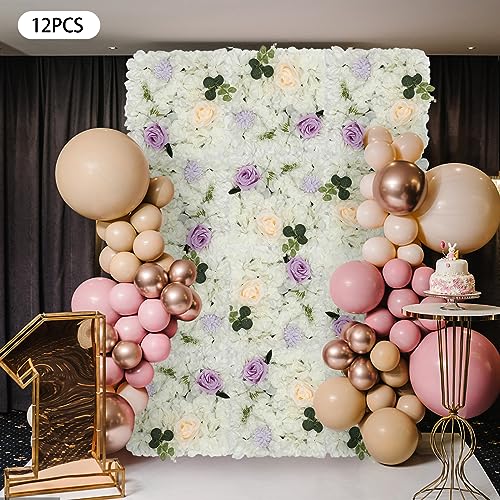 Product: INPAITOO Artificial Flower Wall Panel, 12Pcs 3D Flower Floral Backdrop, 15 * 15in Artificial Flower Wall Background Silk Rose Mat, Flower Backdrop Faux Flowers Panel for Wedding