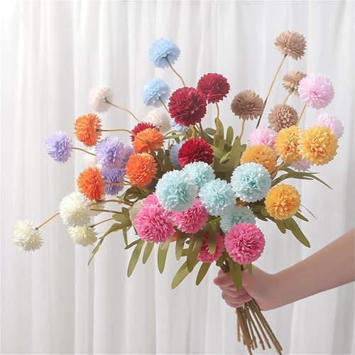 Product: 5/10 pcs 5 Heads Artificial Chrysanthemum Flowers 51cm Fake Bouquet for Party Vase Table Home Garden Wedding Decoration(Beige,10pcs)