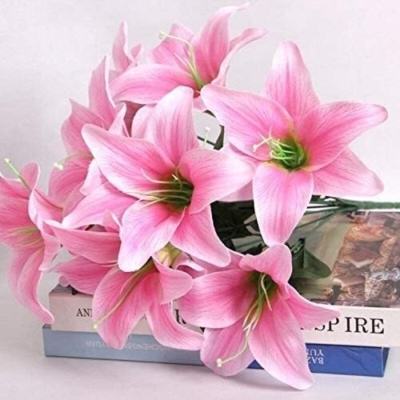 Product: SHUawan Artificial Lily Flowers Bouquet – Silk DIY Single Bundle Fake Flowers for Home, Wedding, Party, and Centerpiece Decor(Gray)