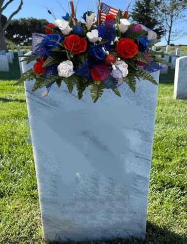 Product: Jucgghk Vivid and Realistic Floral Art Beautiful Patriotic, Memorial Cemetery Saddle Arrangement,Cemetery Flowers,Gravesite Flowers for Headstone Arrangement