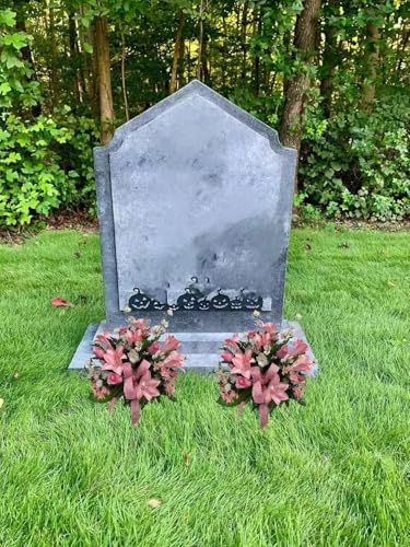 Product: Jucgghk Vivid and Realistic Floral Art Handmade Pink Flowers Vase, Spring Cemetery Arrangement, Easter Vase Arrangement for Cemetery Headstones Gravesites