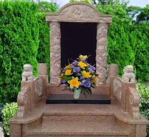 Product: Jucgghk Vivid and Realistic Floral Art Memorial Flowers Bouquet,Grave Memorial Flowers for Cemetery Headstones Decoration（NO VASE ）