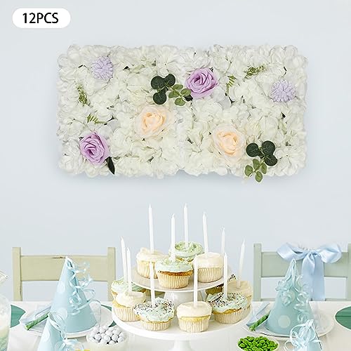 Product: INPAITOO Artificial Flower Wall Panel, 12Pcs 3D Flower Floral Backdrop, 15 * 15in Artificial Flower Wall Background Silk Rose Mat, Flower Backdrop Faux Flowers Panel for Wedding
