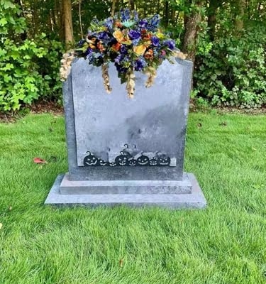 Product: Jucgghk Vivid and Realistic Floral Art 36" Blue and Cream Cemetery Saddle,Artificial Memorial Day Saddle for Cemetery Headstone