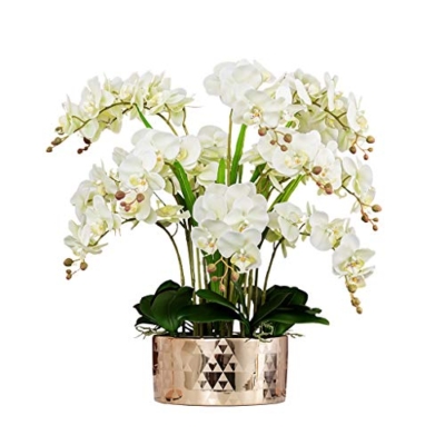 Product: WCHCWR Large 3D Printing Orchids Artificial Flowers Hand Feel Simulation Phalaenopsis Bouquet for Home Wedding Decoration Flores for House Table Office Desk Decor (Color : E)