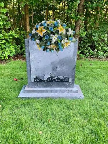 Product: Jucgghk Vivid and Realistic Floral Art 24" Artificial Cemetery Flowers Saddle,Cemetery Grave Decoration Headstone Flower for Outdoor Grave Decorations (Yellow Blue)