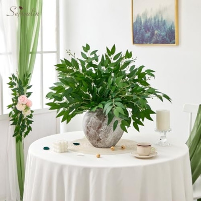 Silky Flower Store Artificial Eucalyptus and Italian Ruscus Greenery Stems, Faux Eucalyptus Baby Breath Mixed Florals, 100 Pieces 20.5cm 12 12 Product: Serwalin Mixed Artificial Eucalyptus Stems and Artificial Italian Ruscus Greenery Stems