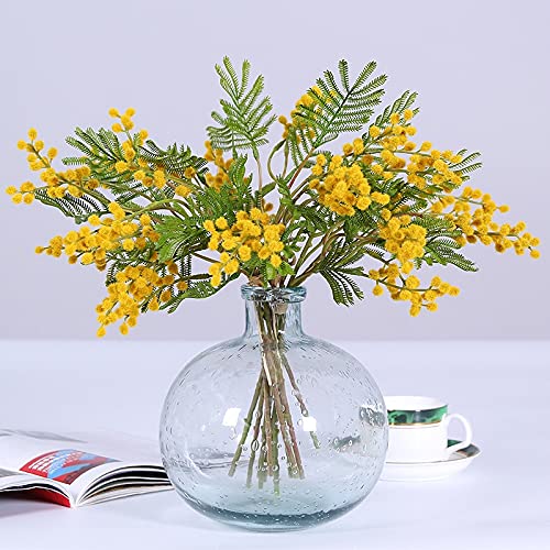 Product: WTYBRMYO Artificial Flowers 6Pcs Artificial Acacia Yellow Mimosa Plush Pudica Spray Cherry Silk Fake Flower for Wedding Home Decoration Red Bean Plant Fake Flowers