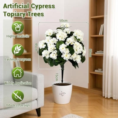 Product: Artificial Lavender Begonia Ball Trees 2 Set of 23'' UV Resistant Fake Evergreen Shrubs Bushes Plants with Ground Spike Fake Plants for Outdoor Indoor Front Porch Garden