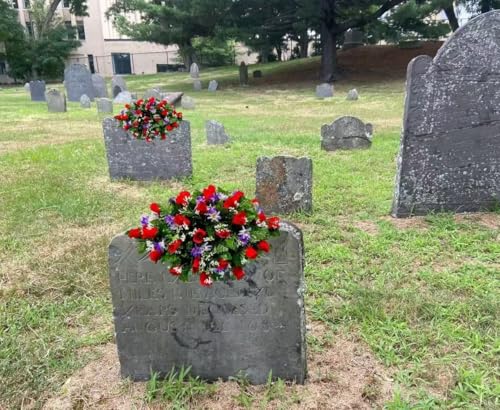 Product: Jucgghk Vivid and Realistic Floral Art Corolful Single Headstone Cemetery Saddle, 22-24” Cemetery Flower Arrangement, Artificial Flowers for Grave Tombstone Decorations