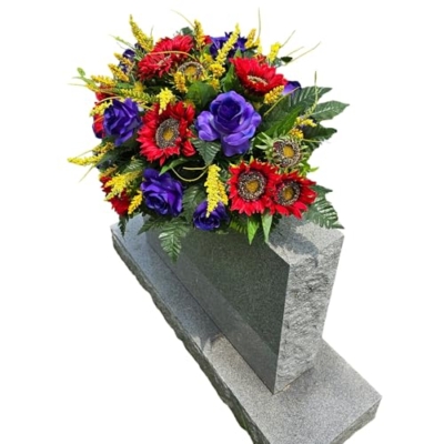 Product: Red Sunflowers Large Headstone Saddle, Purple Elegant Roses Headstone Saddle for Memorial Decoration Garland for Table Centerpiece Holiday Party Weddi