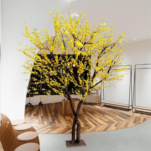 Product: Simulation of Winter Jasmine Tree, Small Yellow Flower Yellow Plant Fake Tree Large Indoor Living Room Floor Floral Art Happiness Tree Decoration 1.5M
