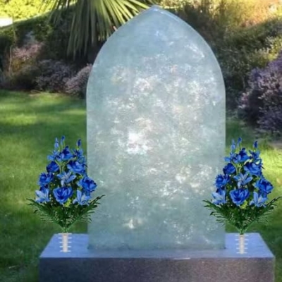 Product: Jucgghk Vivid and Realistic Floral Art Blue Gladiolus, Roses, and Lilies Cemetery Arrangement，Summer Blue Flowers for Grave Tombstone Decorations(NO VASE)