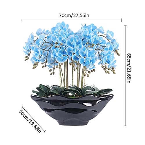 Product: Artificial Flower Bonsai with Vase Large Artificial Butterfly Orchid with Ceramic Black Flowerpot, Silk Orchid Artificial Flower Plastic Flower, Used for Home Decoration Arrangements Table Decor