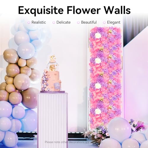 Product: 3D Artificial Flower Wall Panels, Dahlia Rose Hydrangea Flower Wall Decor, Fake Flower Wall for Wedding Backdrop 15"x15" White Plastic & Silk, 12-Pack Interlocking Privacy Screen for Indoor Outdoor