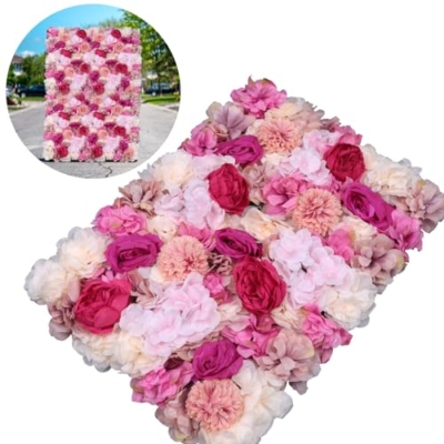 Product: PROYONGOO 6 PCS Flower Wall Panel Floral Backdrop, 15.7 * 23.6inch 3D Silk Hydrangea Rose Floral Panel, Artificial Flower Wall Faux Flower Panel for Wedding, Party, Home Decor