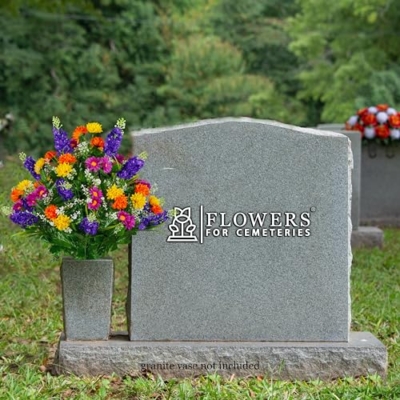 Product: Sympathy Silks Artificial Cemetery Flowers – Realistic Wildflower Outdoor Grave Decorations - Purple Violet Wildflower Bouquet