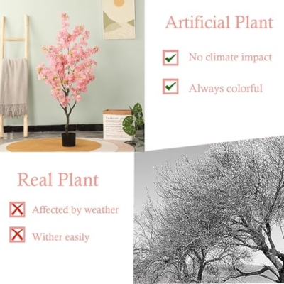 Product: Cherry Blossom Tree 4/5/ 6 ft Cherry Blossom Artifical Tree, Decorative Faux Plant Handmade Fake Tree for Bedroom, Simulation Silk Trees for Home/Room Decor(0.9m/3ft)