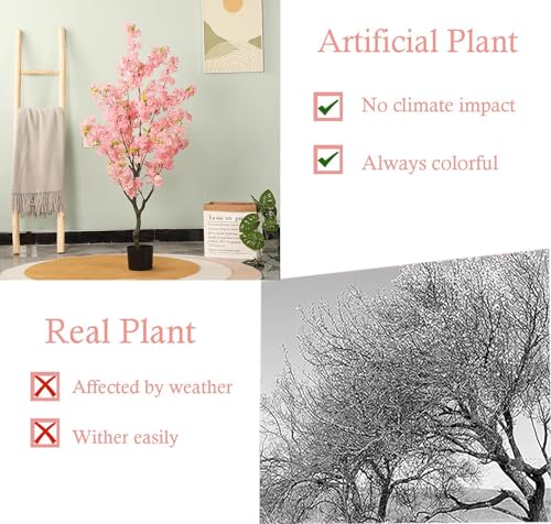 Product: Cherry Blossom Tree 4/5/ 6 ft Cherry Blossom Artifical Tree, Decorative Faux Plant Handmade Fake Tree for Bedroom, Simulation Silk Trees for Home/Room Decor(0.9m/3ft)
