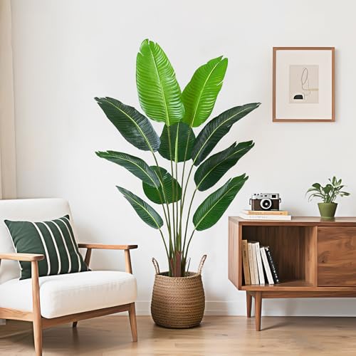 Product: litphke Artificial Tree Bird of Paradise Artificial Plant, 5 Ft Faux Tropical Plant Palm Tree with Leaves Trunks Faux Banana Leaf Tree for Home Decor Living Room Indoor Outdoor Office