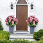 Product: 21.6" Artificial Flower Ball Tree with Ground Spike, Fake Silk Topiary Trees for Home Decor Garden Patio and Indoor,2 Pack, Pink Begonia