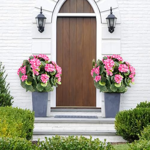 Product: 21.6" Artificial Flower Ball Tree with Ground Spike, Fake Silk Topiary Trees for Home Decor Garden Patio and Indoor,2 Pack, Pink Begonia