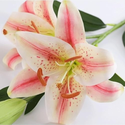 Silky Flower Store Artificial Tactile Lily Arrangement, 3 Head Simulated Flowers, Wedding Home Decor, Potted Faux Floral Display, 32.5cm 12 12 Product: DUYHBAWRS Simulated Flowers with 3 Heads of Tactile Lilies, Wedding Home Decoration, Simulated Potted Flowers(D)