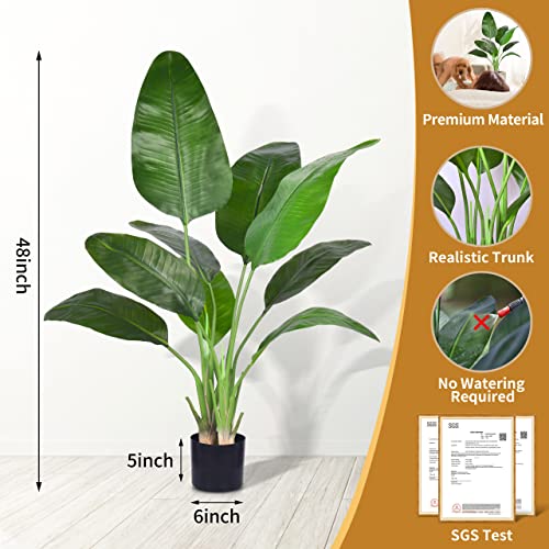 Silky Flower Store Artificial Bird of Paradise Fake Indoor Tropical Palm Potted 4FT, 2 Pack Faux Greenery Floor Plant 2 2 Product: Artificial Bird of Paradise - Fake Plants Indoor Faux Tropical Palm Potted Dypsis Lutescens for Home Office Decor Housewarming (4FT-2Packs)