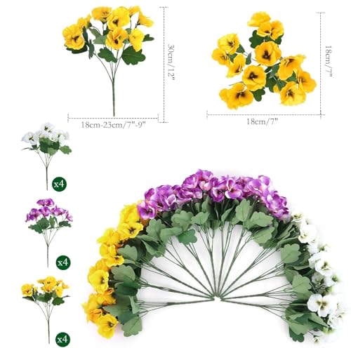 Product: Exotic Dried Flower Bouquet Warm Pansy, 24 Pieces of Artificial Flowers for Planters, Front Doors, Porches, Patios, Yards, Gardens