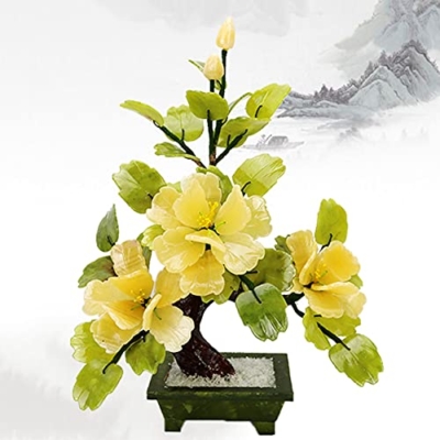 Product: Artificial Tree Artificial Bonsai Flowers Artificial Flowers Jade Potted Plant Peony Flower Decoration for Home Decor Jade Carving Bonsai Artificial Bonsai Tree,Gold