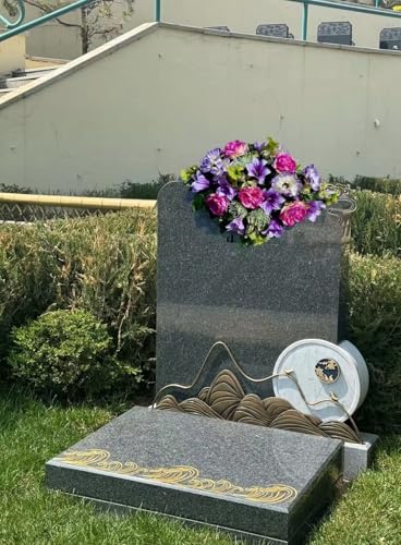 Product: Jucgghk Vivid and Realistic Floral Art 36" Beautiful Purple Cemetery SaddleMemorial Day Saddle, Headstone Flowers Saddle for Outdoor Grave Tombstone Decorations