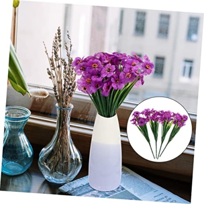 Product: 1 Set 4pcs Decorative Artificial Flowers Stem Flower Fake African Violets Silk Floral Arrangements Faux Flower Fake Violet Flower Lifelike Flower The, 29.00X15.00X0.60CM, Purple