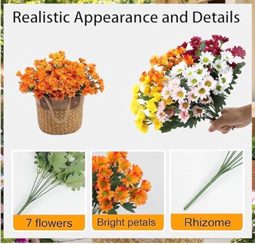 Product: Artificial Sunset Mums Artificial Outdoor Sunset Mums Flowers - UV Resistant Waterproof Windproof for Outside Home Indoor Planter Never Faded Look Real, Full, Vibrant (Scarlet, 25Bundles)