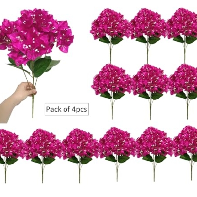 Product: Artificial Bougainvillea Bush Silk Flowers Bouquet for Home Garden Wedding Decor Bougainvillea Flower Shrubs (Violet - Pack of 12)