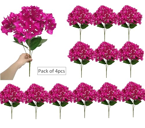 Product: Artificial Bougainvillea Bush Silk Flowers Bouquet for Home Garden Wedding Decor Bougainvillea Flower Shrubs (Violet - Pack of 12)