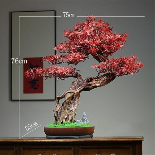 Silky Flower Store Artificial Red Maple Bonsai Tree, Indoor Potted Faux Plant, Ceramic Base, Hotel Home Decor 20.5cm 1 1 Product: Artificial Bonsai Tree Simulation Red Maple Bonsai Ornaments Indoor Entrance Hotel Wood Green Plants Potted Decorations Artificial Trees Plants