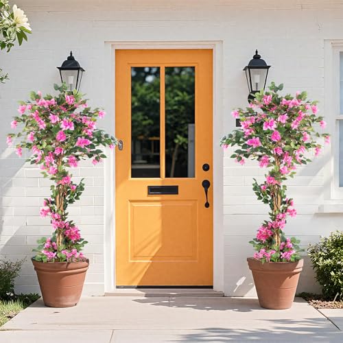 Product: Datietiao 2Pack Artificial Bougainvillea Tree – 5FT Faux Silk Pink Bougainvillea Plant with Pot for Indoor Outdoor Decor, Tall Fake Tropical Tree for Home, Office, Patio, Balcony, Wedding Decoration