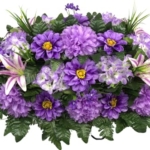 Product: Hshan Elegant Purple Fall Mixture Arrangement, Beautiful Cemetery Flowers for Remembrance Headstone Graves Memorial Day Tombstone