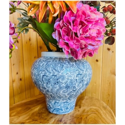 Product: RIX Artificial Multi Colored Bird of Paradise Flowers Arrangement - in Weighted Ceramic Vase 7" Tall