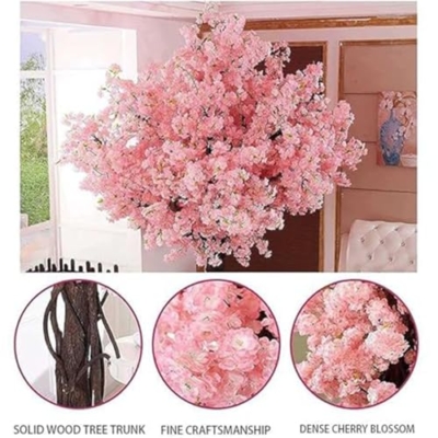 Product: Handmade Light Pink Cherry Tree, Large Artificial Cherry Tree, with Blossom Branches, for Indoor and Outdoor Decor Home Wedding Hotel Shopping Mall Decor,001,1.5 * 1.5m/4.9x4.9ft
