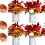 Product: DIYDOFUN Set of 6 Wedding Bridesmaid Bouquets & 6pcs Artificial Fall Flower Table Centerpieces