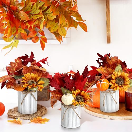 Product: DIYDOFUN Set of 4 Wedding Bridesmaid Bouquets & 6pcs Artificial Fall Flower Table Centerpieces