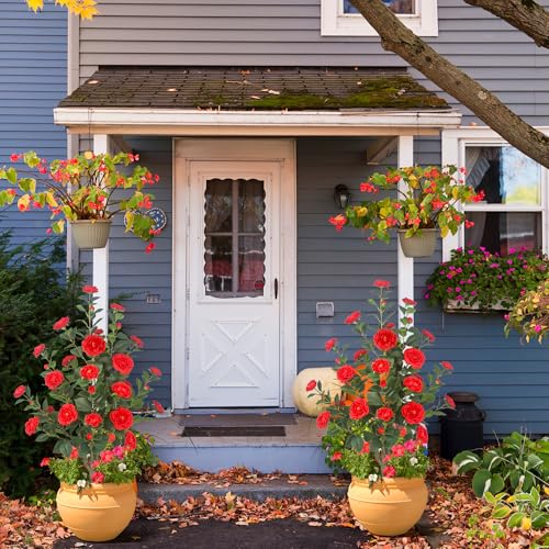 Silky Flower Store Artificial Camellia Tree, 2Pack Red Flowers, Cement Pots, 39.37in 1 1 Product: HanJoy 2Pack 39.37" Artificial Camellia Trees with 32 Red Flowers in Cement Pots – Lifelike Fake Trees for Front Porch, Home, Indoor Outdoor Spring Decor, Office or Housewarming Gifts
