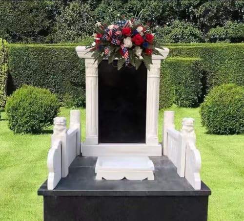 Product: Jucgghk Vivid and Realistic Floral Art Beautiful Patriotic Cemetery Saddle Arrangement - Cemetery Flowers,Gravesite Flowers- Headstone Arrangement for Grave