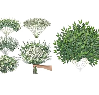 Product: Serwalin Mixed Artificial Eucalyptus Stems and Artificial Italian Ruscus Greenery Stems
