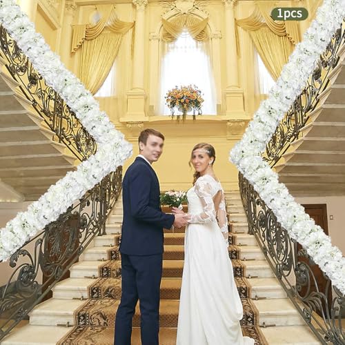 Product: KHROOLT 1 Meter Artificial Flower Garland, White Rose Hydrangea Dahlia Silk Fake Flowers for Wedding Arch Aisle Decoration, Home Party Decor