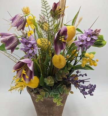 Silky Flower Store Artificial Orchid Christmas Centerpiece, Winter Holiday Flower Arrangement, Faux Lemon Mimosa, 45cm 6 6 Product: Orchid Christmas Centerpiece,Winter and Holiday Fl Yellow Summer Arrangement Flowers, Artificial Lemon Mimosa for Home Arrangements Table Centerpiece Decorations Beautiful and durable artificial sunfl