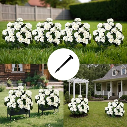 Product: Artificial Lavender Begonia Ball Trees 2 Set of 23'' UV Resistant Fake Evergreen Shrubs Bushes Plants with Ground Spike Fake Plants for Outdoor Indoor Front Porch Garden