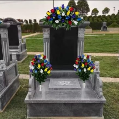 Product: Jucgghk Vivid and Realistic Floral Art Multi Color Rose Bud Cemetery Saddle and Flower Arrangement Set,Artificial 1 Saddle and 2 Bouquets for Gravesite(NO VASE)