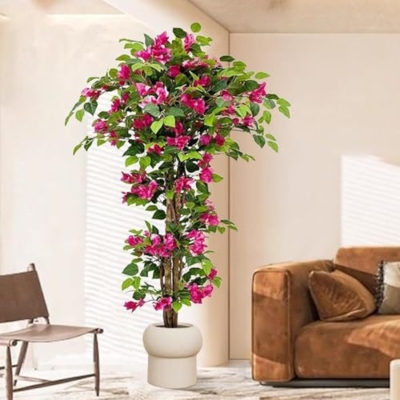 Product: 63" /5.2FT Bougainvillea Artificial with Planter, Faux Silk Flower Plant in Pot with 577 Flowers, 299 Leaves, Indoor Outdoor Artificial Bougainvillea for Home, Office and Garden Decor,B